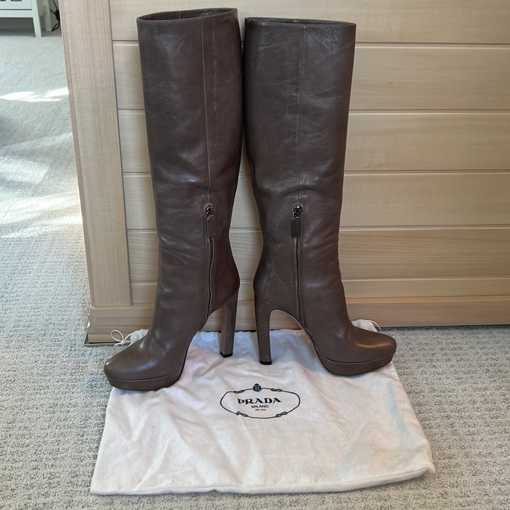 Prada platform boots in taupe - size 38.5. Worn 2-3 times, excellent condition.